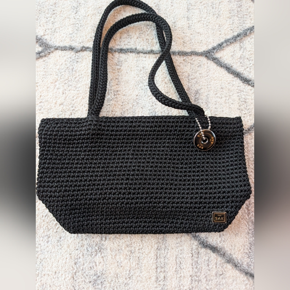 The Sak Black Crochet Shoulder Bag